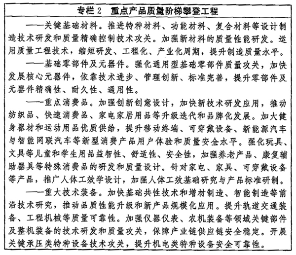 重点产品质量阶梯攀登工程